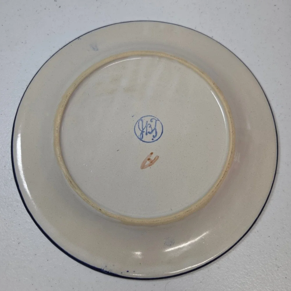 John B Taylor Ceramics Tommy‎ Blue White Hand Painted VTG Nursery Plate 9.25in